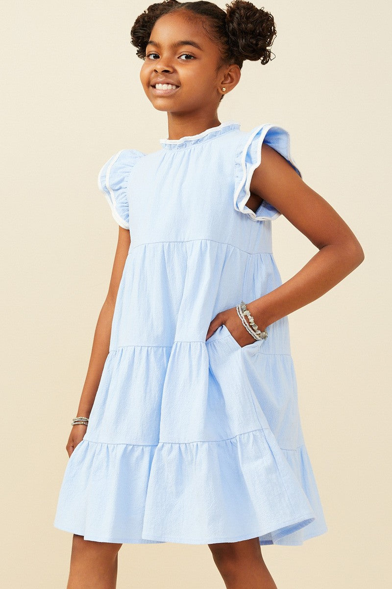 blue dress for tweens Mackenzie Ruffle Dress, Tween S(7/8) / Black Dress White Trim Black Bridesmaid Dresses The smocked elastic waist Size:5 US Men (4 AU/UK)