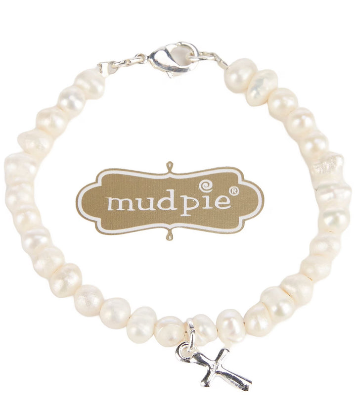 Mud Pie Silver Boxed Cross Bracelet