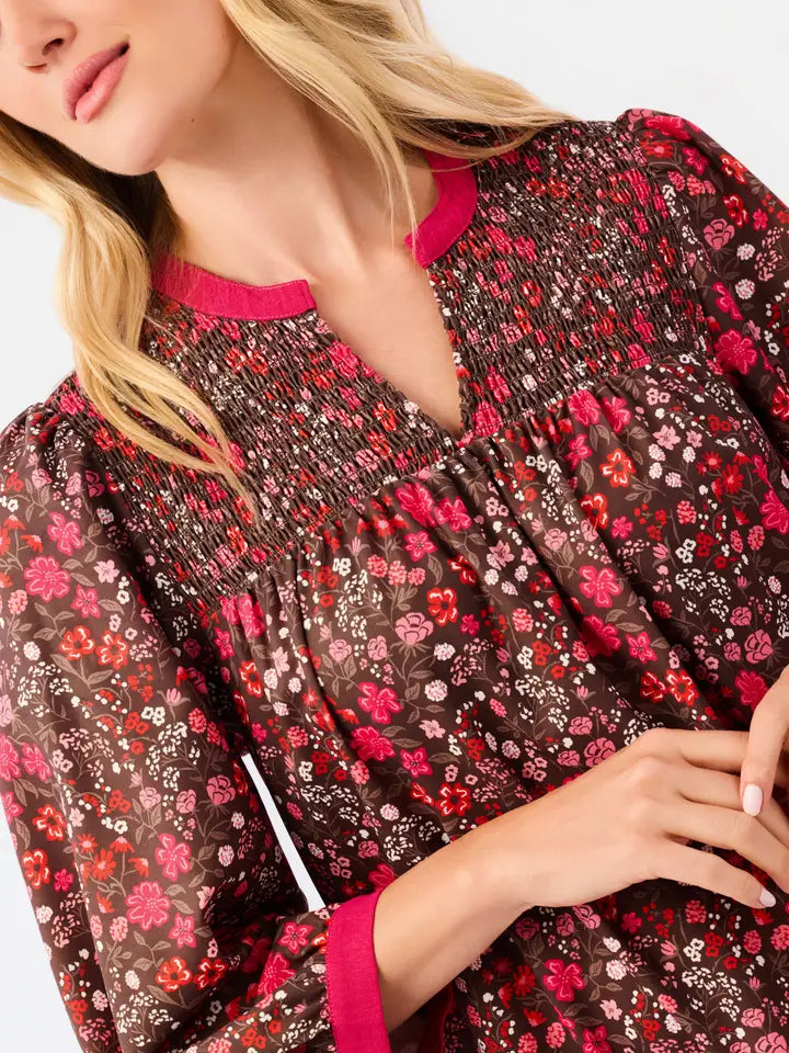 Mary Square Granada Glen-Cocoa Smocked Audrey Dress