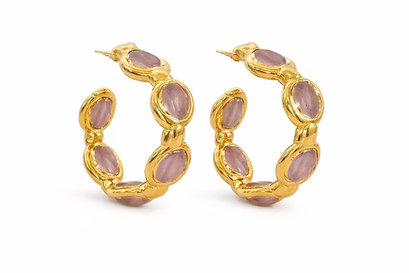 Easton Elle Paradise Hoops - Pink Rose Quartz
