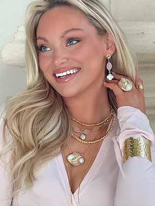 Easton Elle Halo Slip Necklace - Pink Rose Quartz