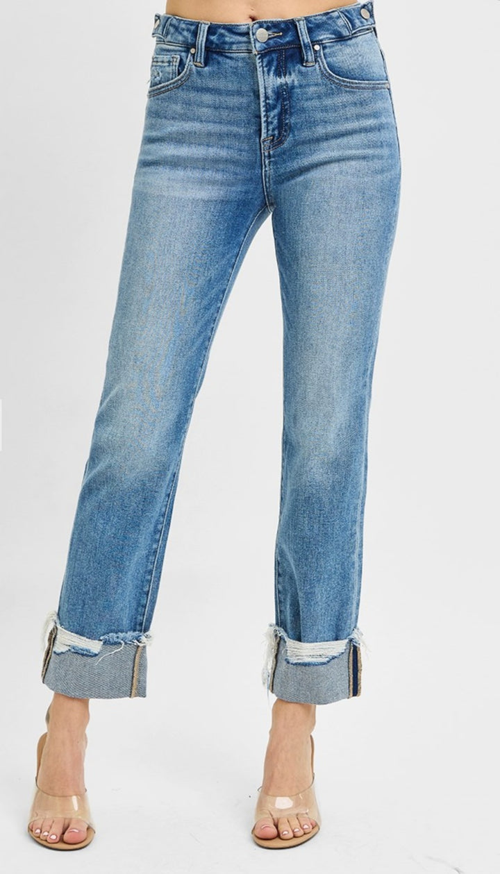 Risen Nova TC HR Crop Straight Cuffed Jean, CURVY