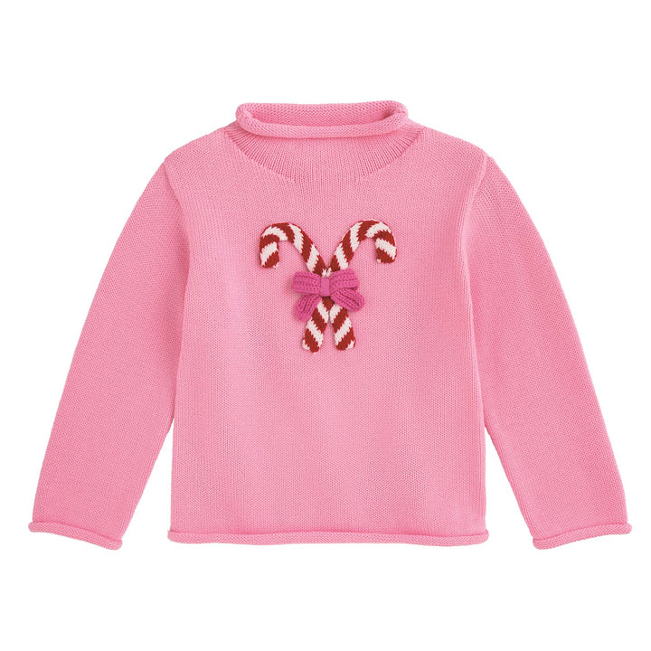 Mud Pie Pink Candycane Rollback Sweater