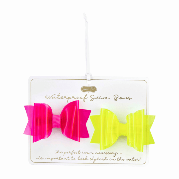 Mud Pie Yellow and Pink Vinyl Swim Bows