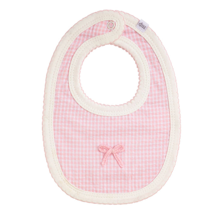 Mud Pie Crochet Bow Gingham Bib