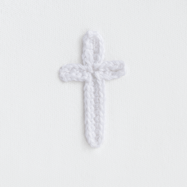 Mud Pie Ivory Crochet Cross Bib