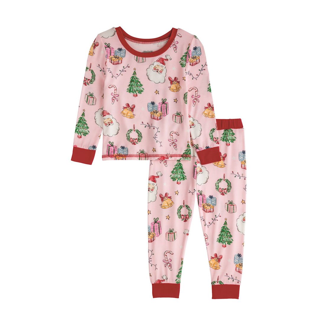 Mud Pie Pink Christmas Print PJs