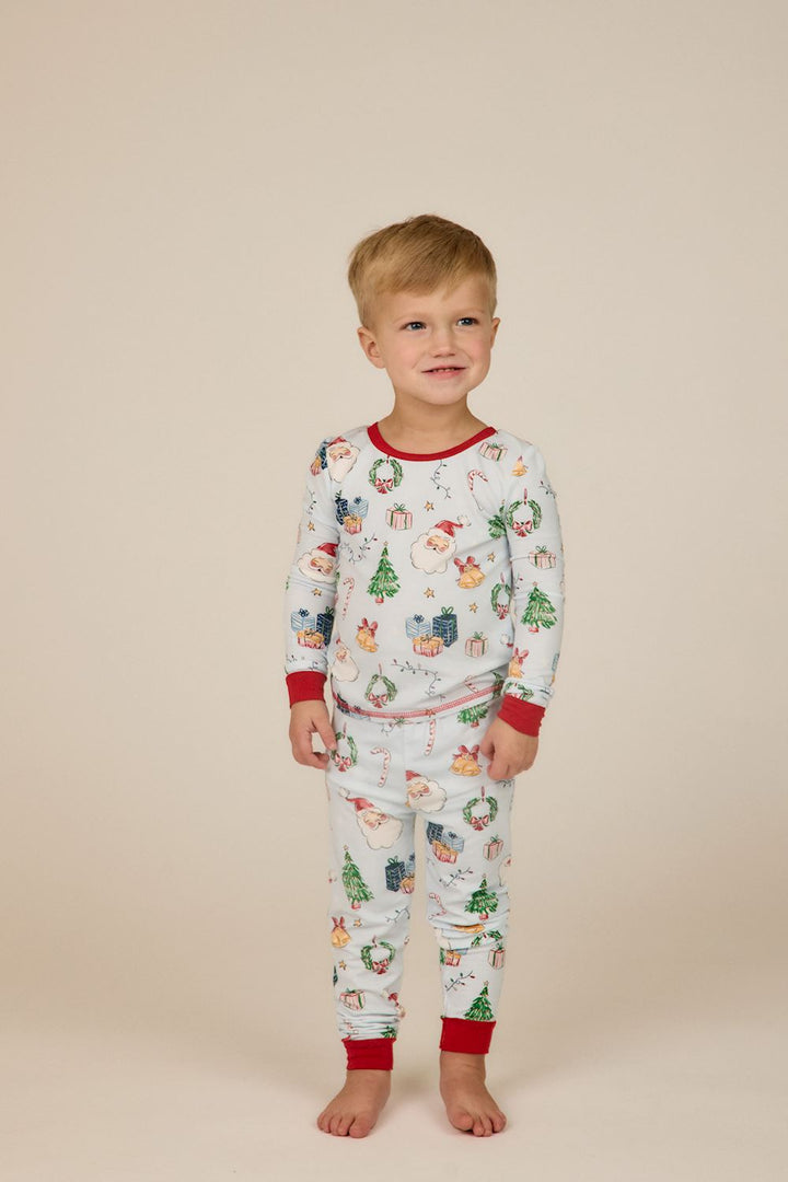 Mud Pie Blue Christmas Print PJs