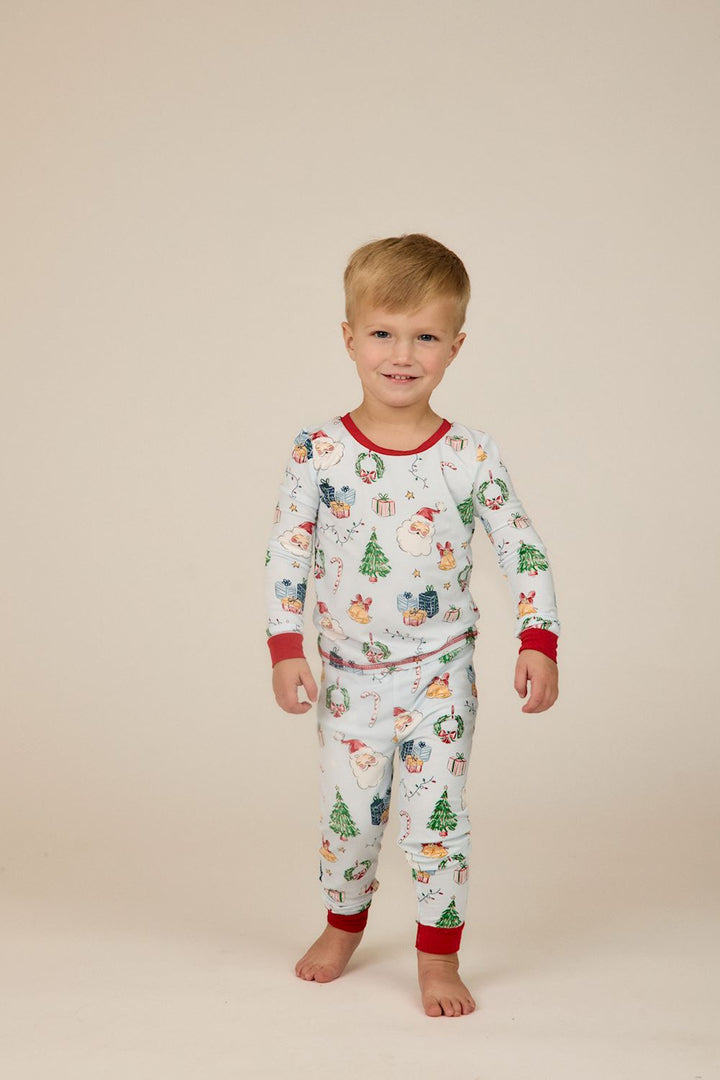Mud Pie Blue Christmas Print PJs