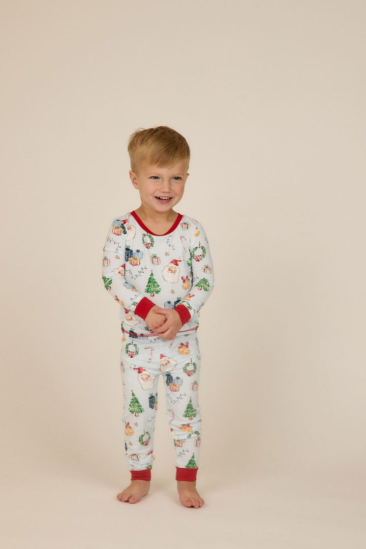 Mud Pie Blue Christmas Print PJs