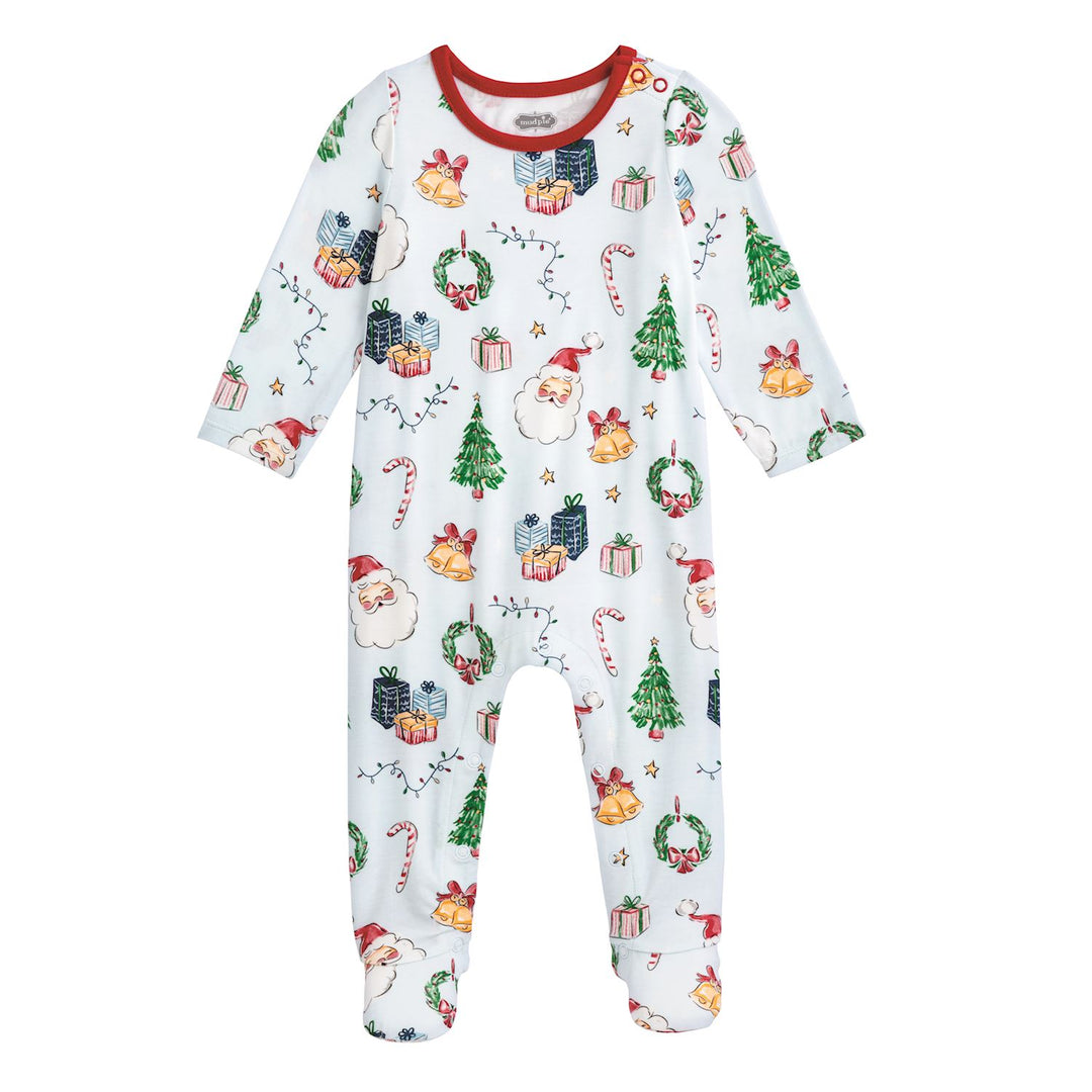 Mud Pie Blue Christmas Print Sleeper