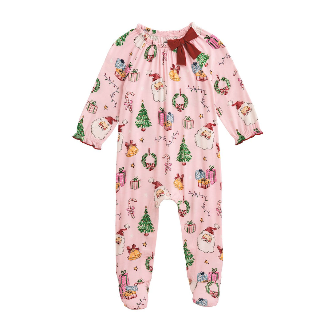 Mud Pie Pink Christmas Print Sleeper