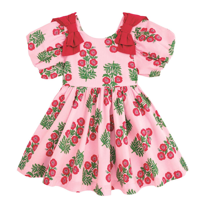 Mud Pie Christmas Block-Print Bow Dress