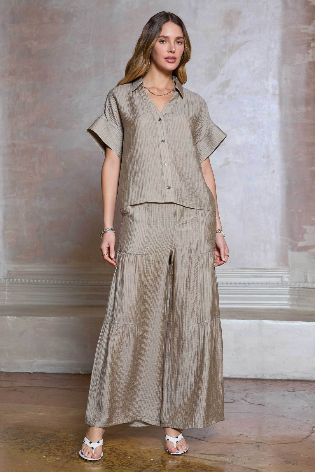 Fresh Air Elastic Waist Wide Leg Pants