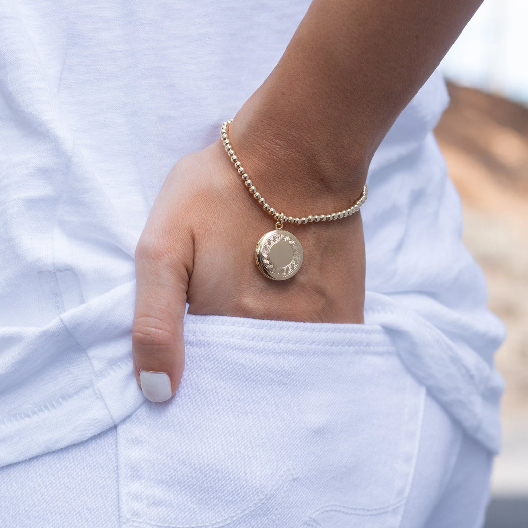enewtob Classic Gold 3mm Bracelet - Cherish Small Gold Locket