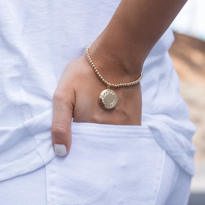 enewtob Classic Gold 3mm Bracelet - Cherish Small Gold Locket