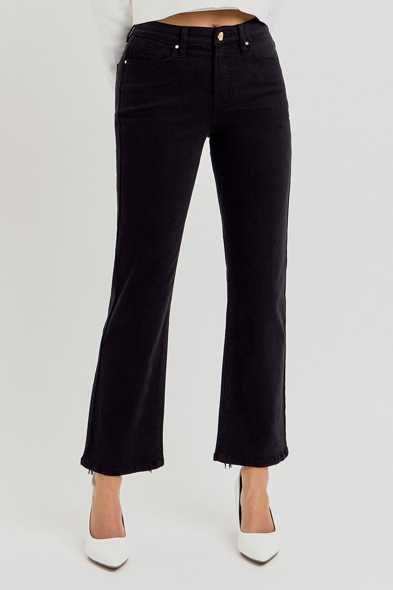 Risen Forever Tummy Control Elastic Band Hi-Rise Crop Straight Pants, CURVY