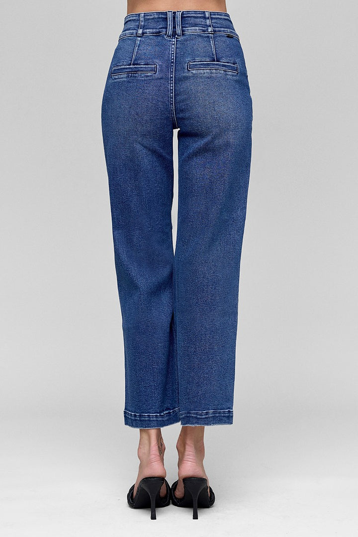 Risen This Is It Tummy Control Hi-Rise Crop Bootcut Wide WB Jeans - Stretchy