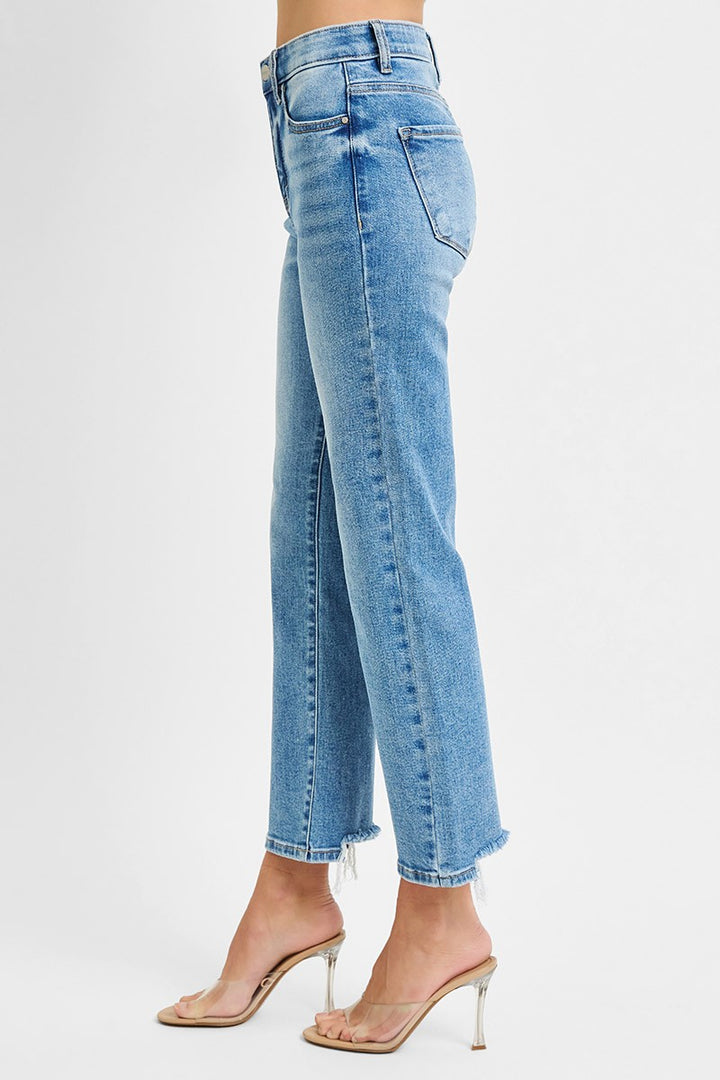Risen Safe Travels TC High-Rise Crop Straight Jeans - Stretchy