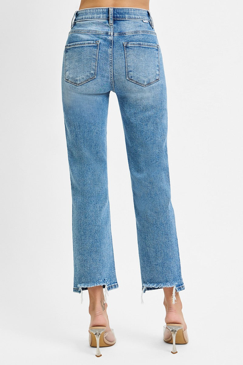 Risen Safe Travels TC High-Rise Crop Straight Jeans - Stretchy