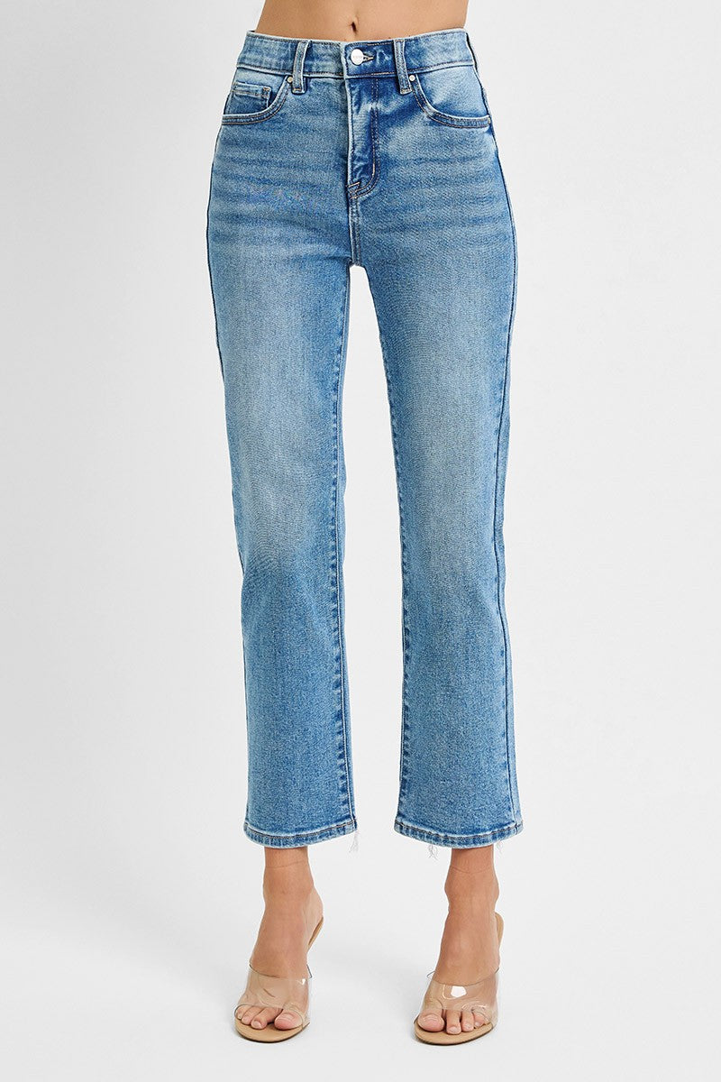 Risen Safe Travels TC High-Rise Crop Straight Jeans - Stretchy