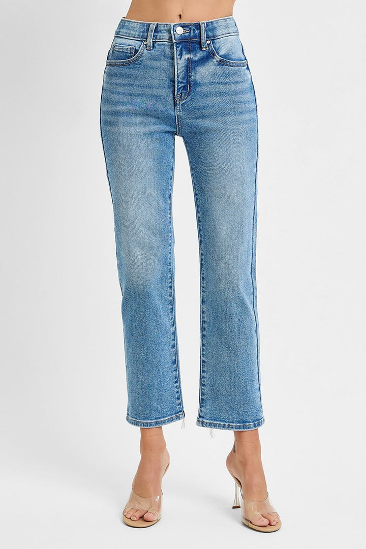 Risen Safe Travels TC High-Rise Crop Straight Jeans - Stretchy