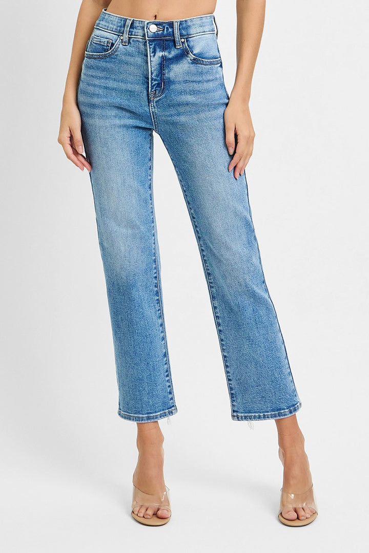 Risen Safe Travels TC High-Rise Crop Straight Jeans - Stretchy