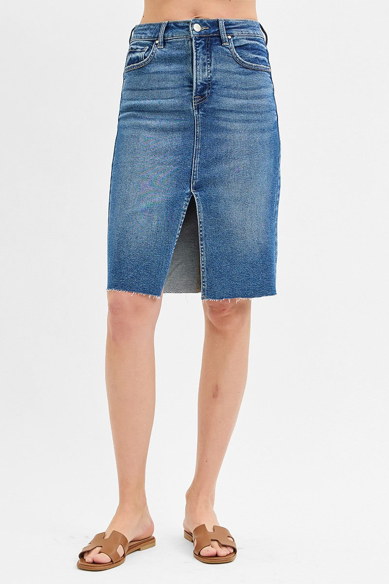 Risen Stylish Hi Rise Front Slit Pencil Skirt, CURVY