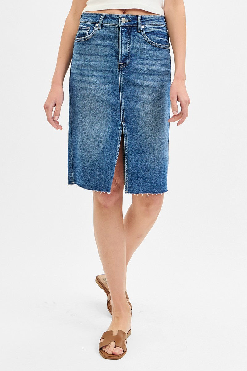 Risen Stylish Hi Rise Front Slit Pencil Skirt, CURVY