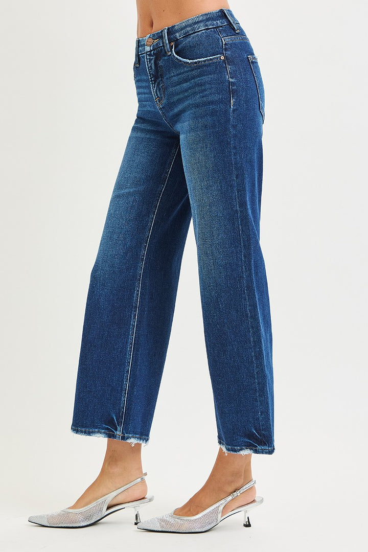 Risen Endeavor Tummy Control 4-Way Stretch Hi-Rise Crop Wide Jeans