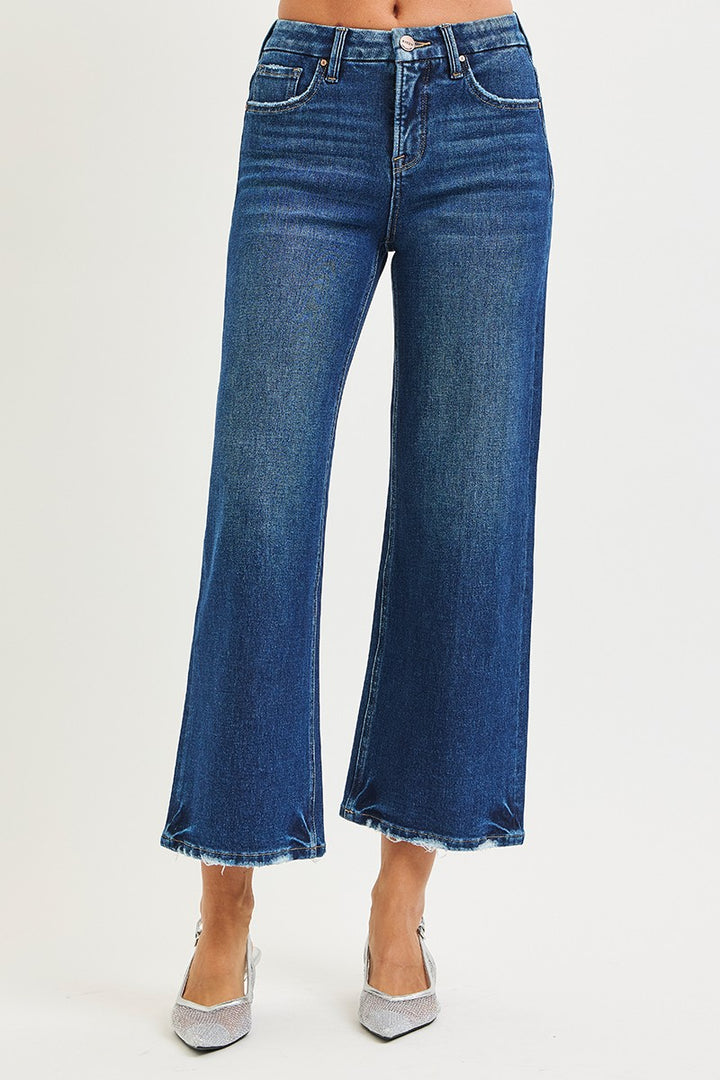 Risen Endeavor Tummy Control 4-Way Stretch Hi-Rise Crop Wide Jeans, CURVY