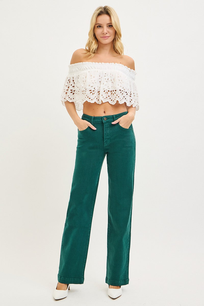 Risen Lovely Tummy Control Hi-Rise Straight Pants- Stretchy