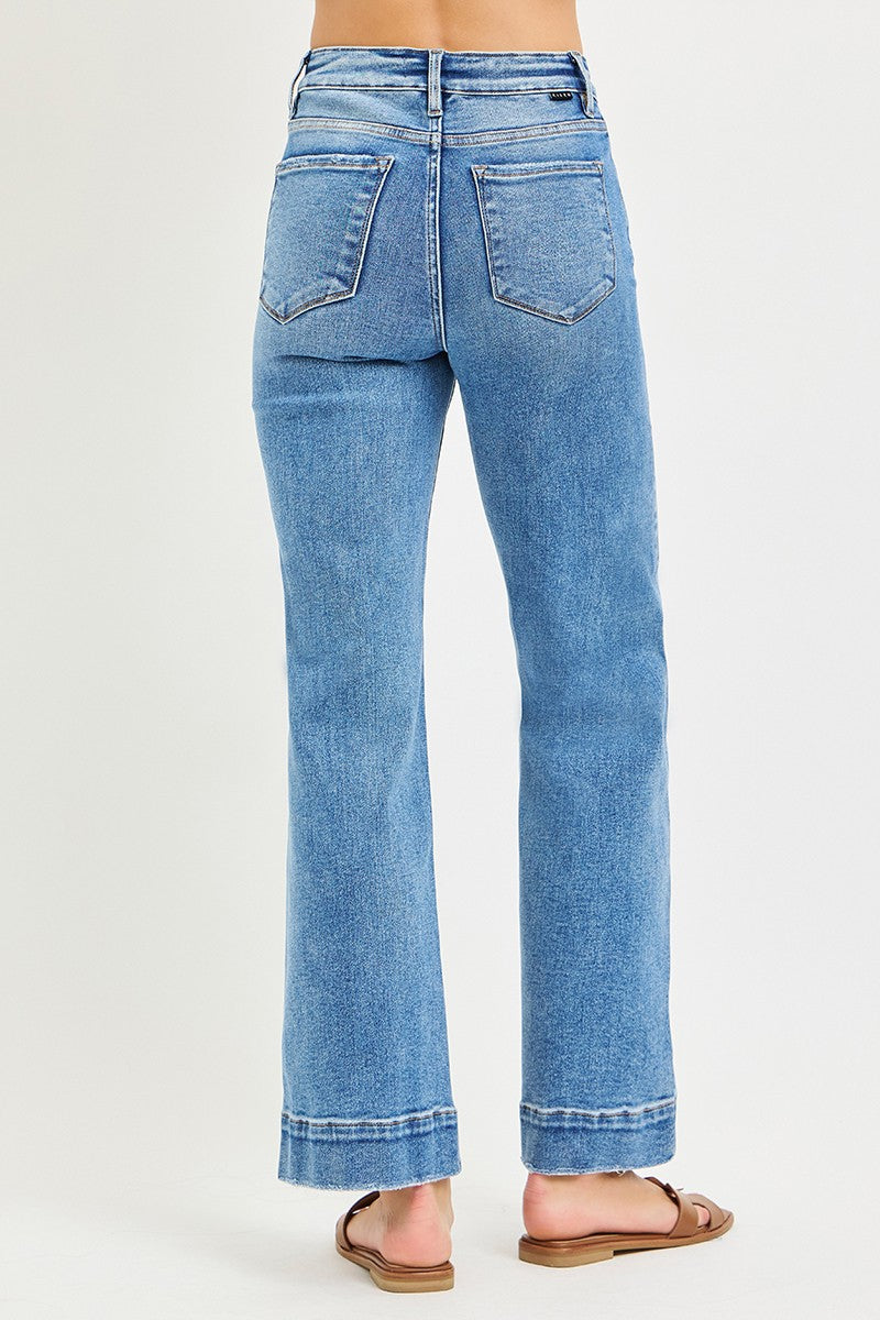 Risen Glamour Tummy Control Hi-Rise Straight Jeans - Stretchy