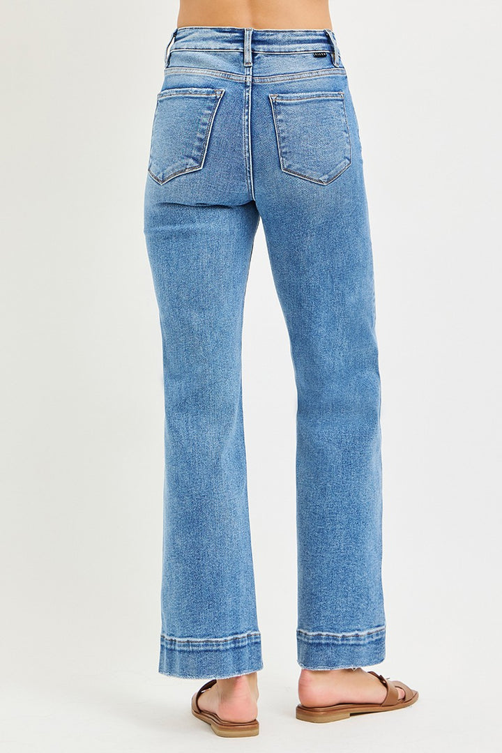 Risen Glamour Tummy Control Hi-Rise Straight Jeans - Stretchy
