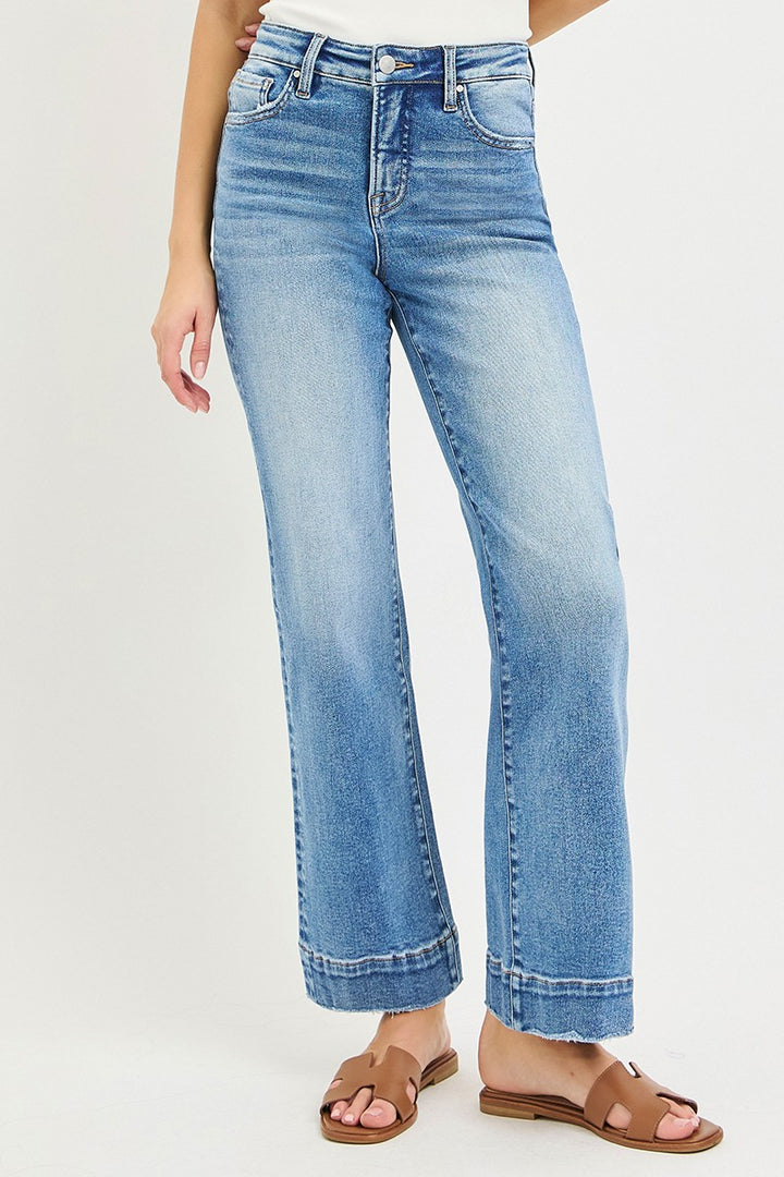 Risen Glamour Tummy Control Hi-Rise Straight Jeans - Stretchy