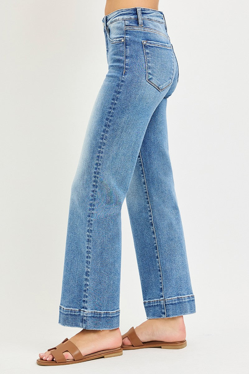 Risen Glamour Tummy Control Hi-Rise Straight Jeans - Stretchy