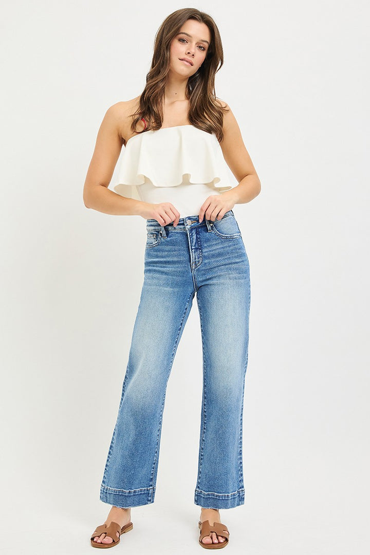 Risen Glamour Tummy Control Hi-Rise Straight Jeans - Stretchy