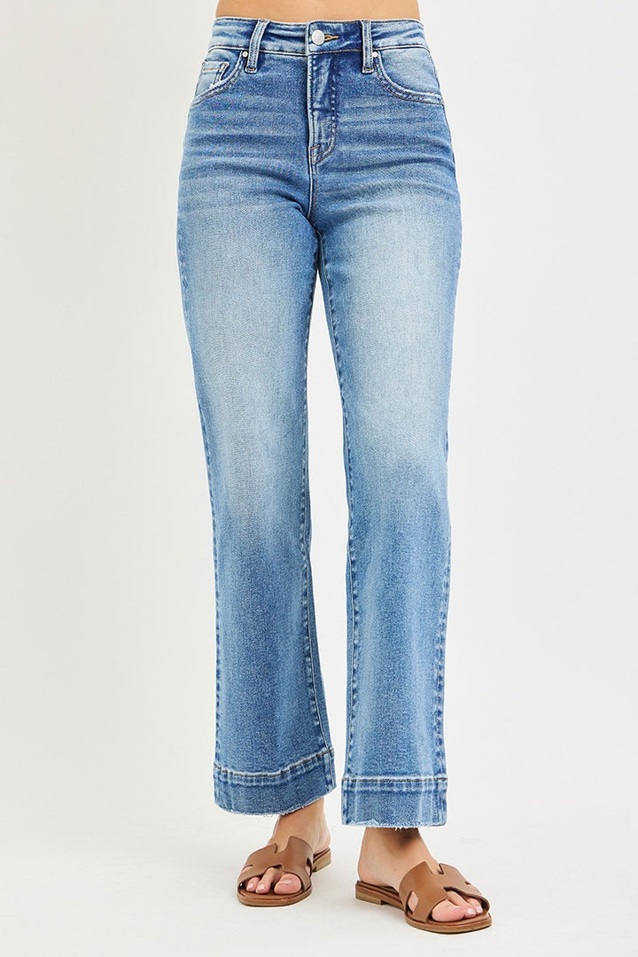 Risen Glamour Tummy Control Hi-Rise Straight Jeans - Stretchy