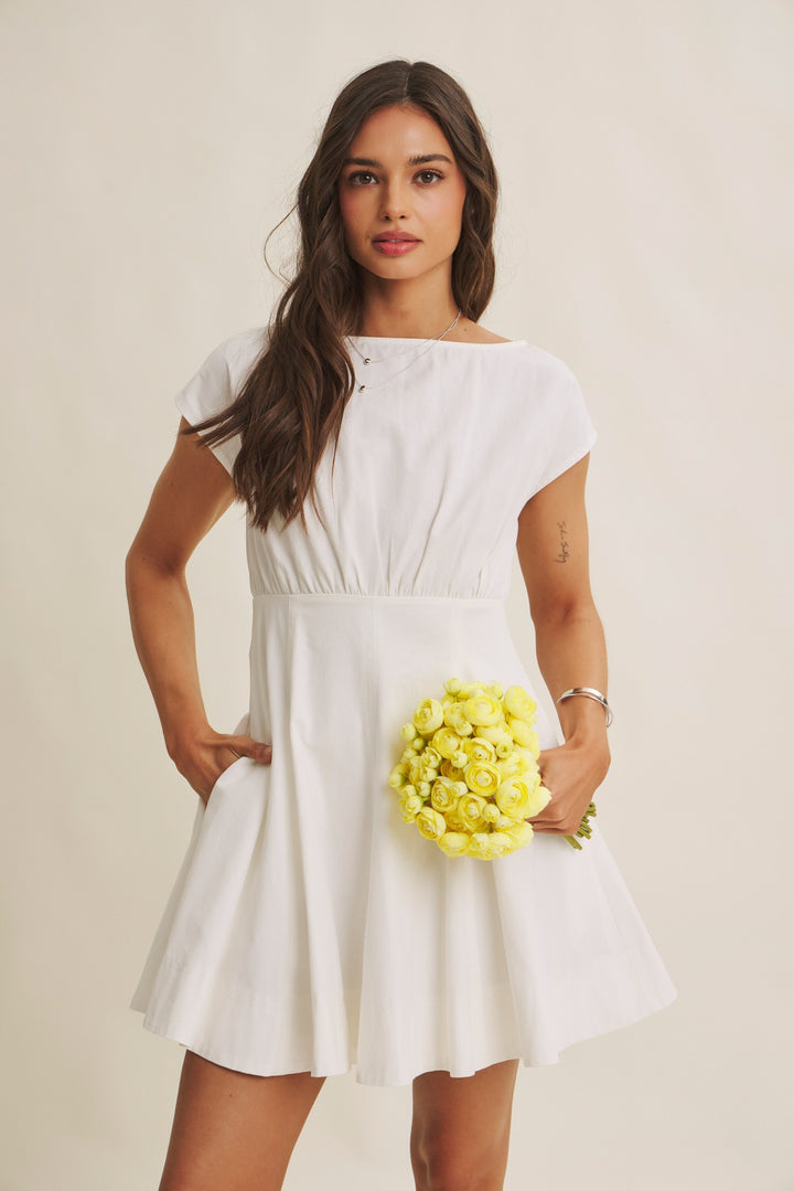 In Style Flared Boatneck Dress