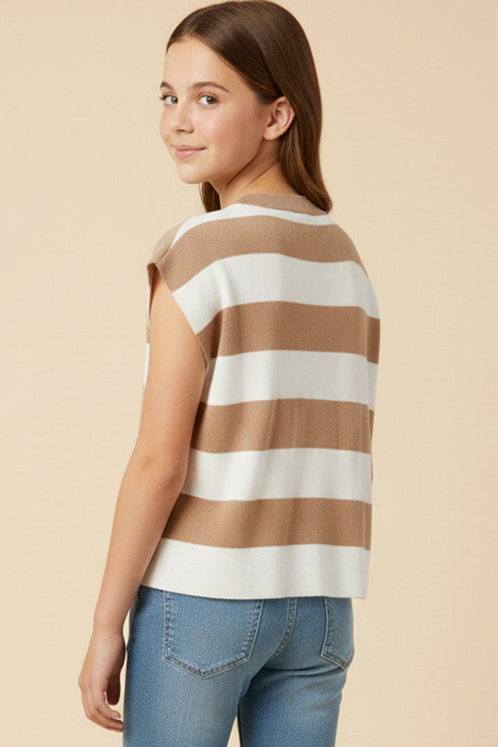 Brittany Striped Soft Sweater Knit Boxy Tank, TWEEN