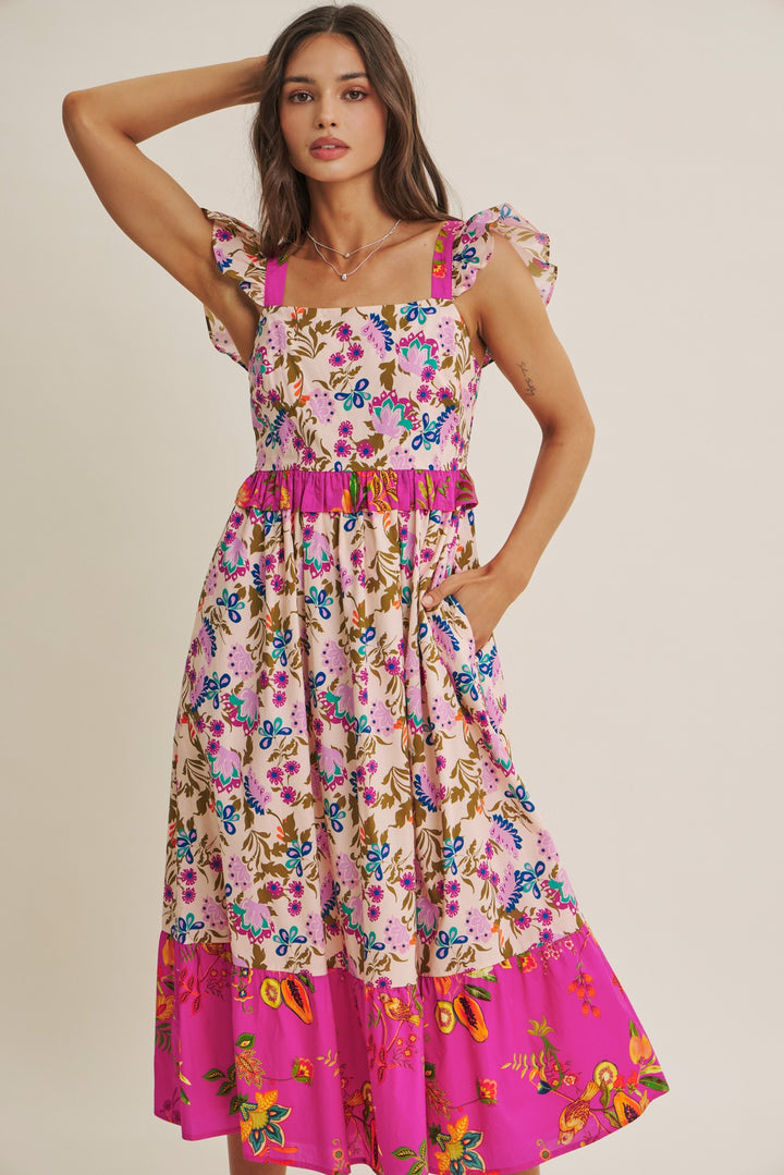Exotic Garden Party Smocked Back Midi