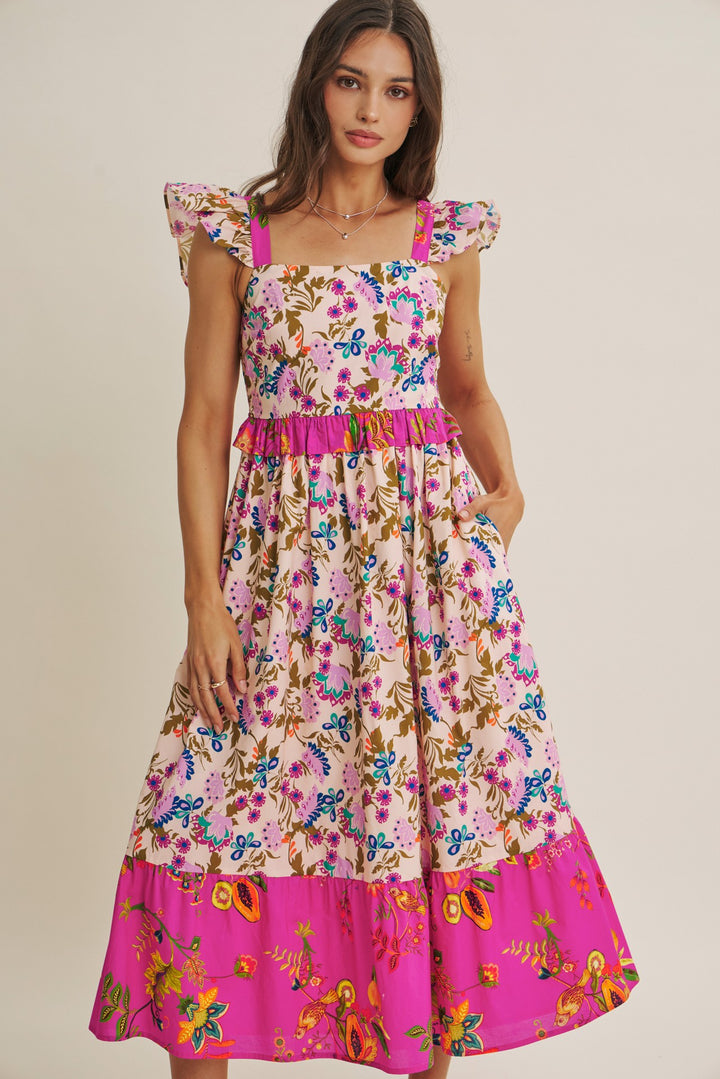 Exotic Garden Party Smocked Back Midi