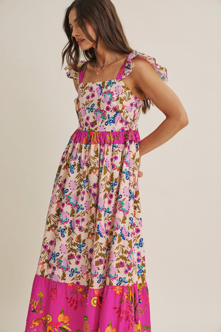 Exotic Garden Party Smocked Back Midi