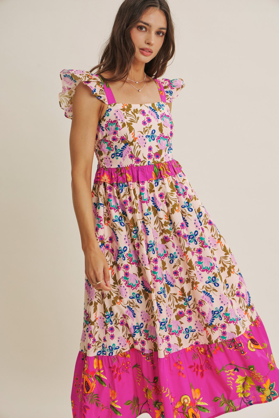 Exotic Garden Party Smocked Back Midi