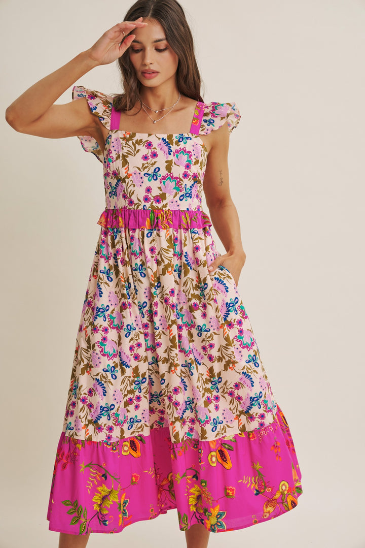 Exotic Garden Party Smocked Back Midi