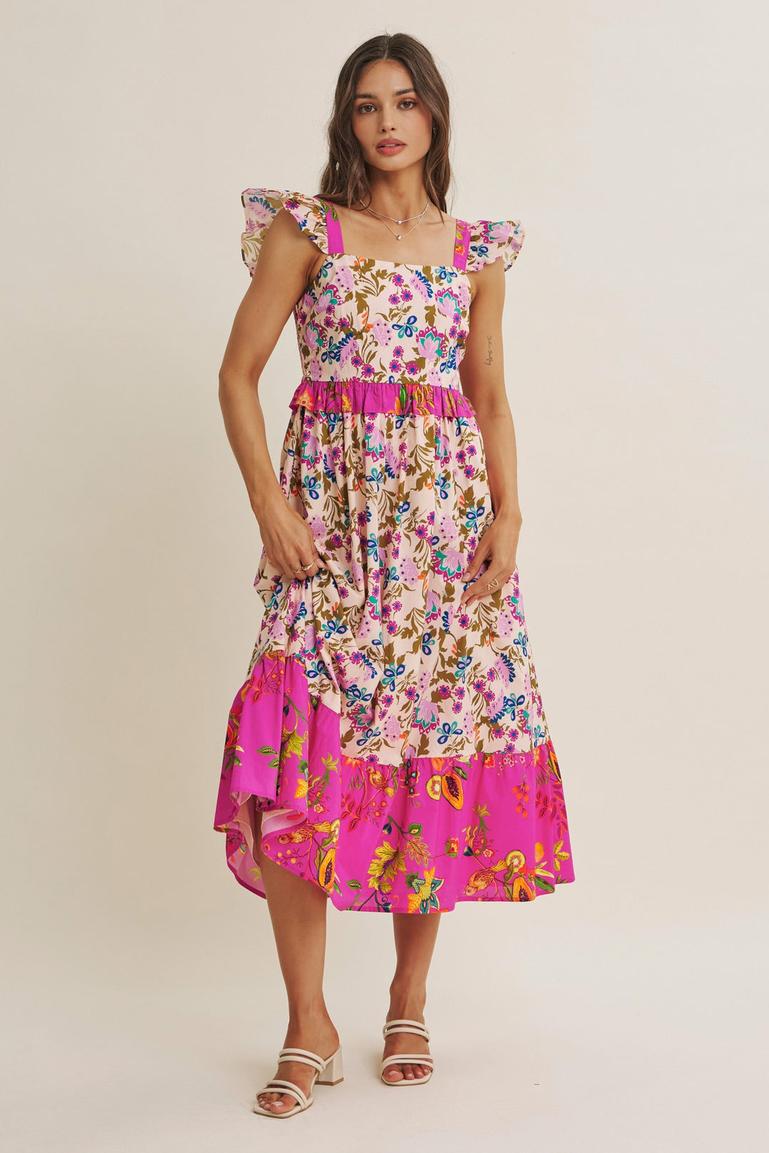 Exotic Garden Party Smocked Back Midi