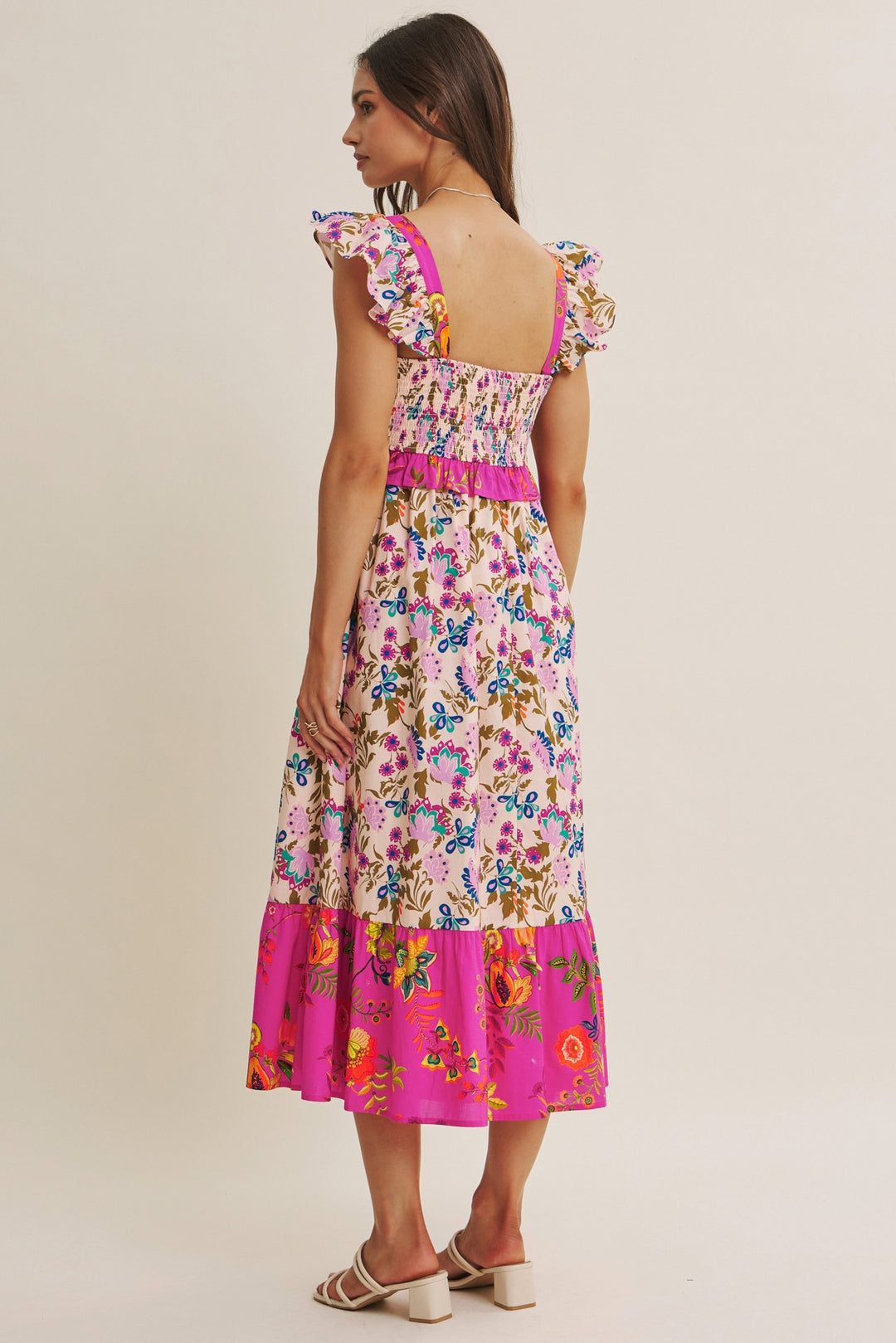 Exotic Garden Party Smocked Back Midi