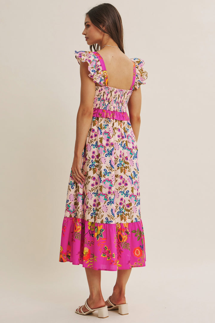 Exotic Garden Party Smocked Back Midi
