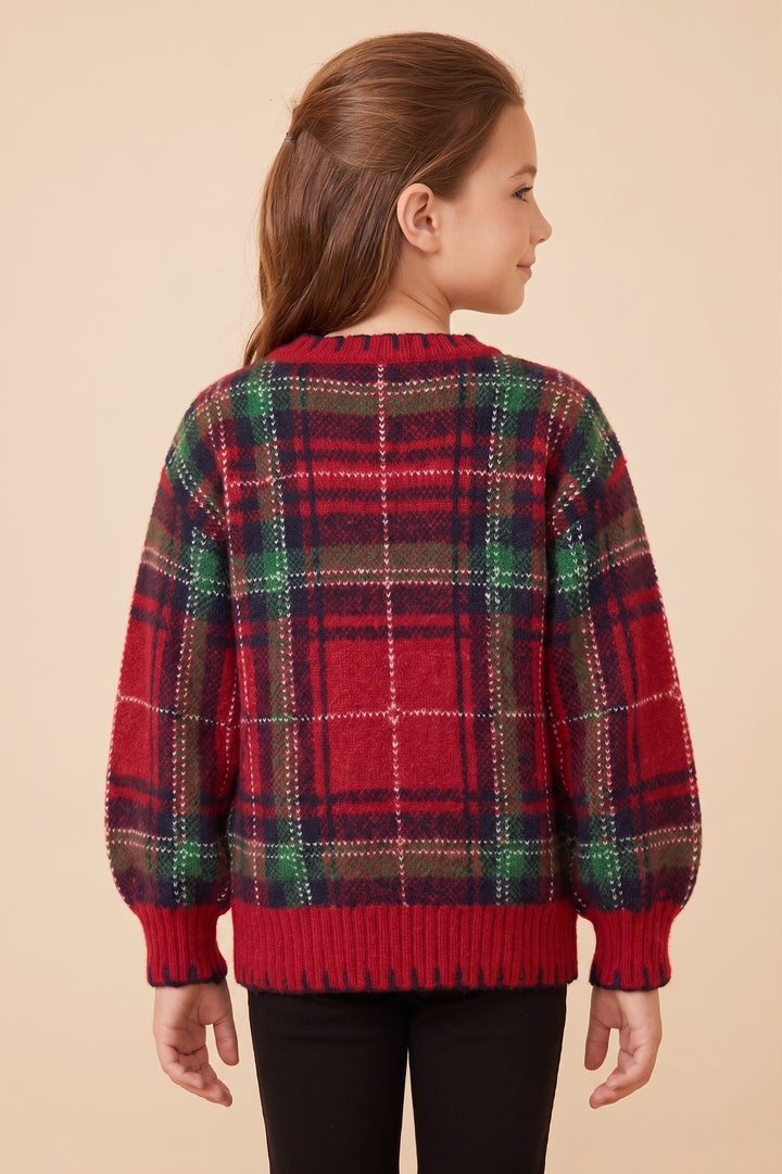 Rose Plaid Sweater, Tween