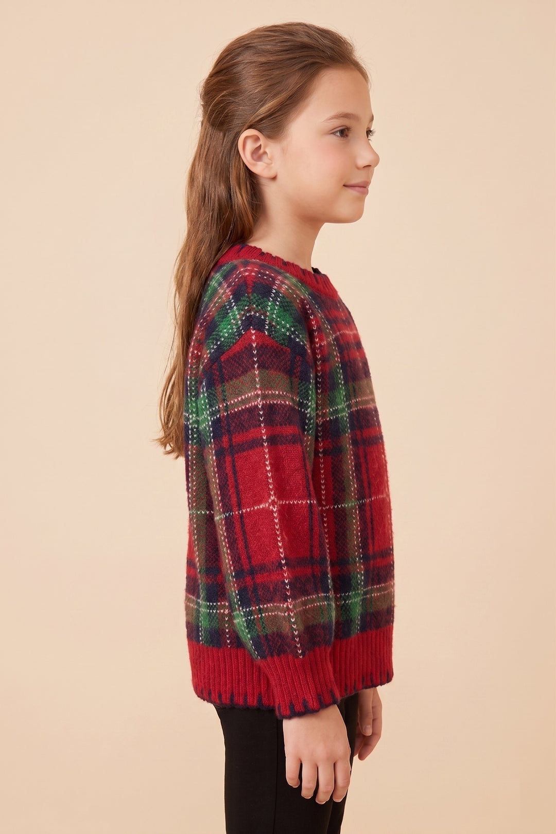 Rose Plaid Sweater, Tween